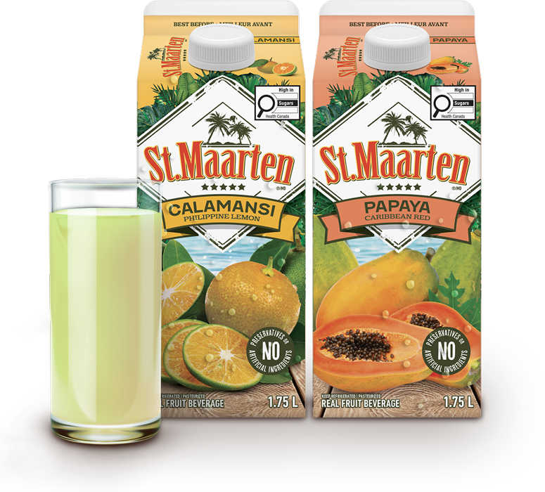 St Maarten Calamansi and Papaya cartons